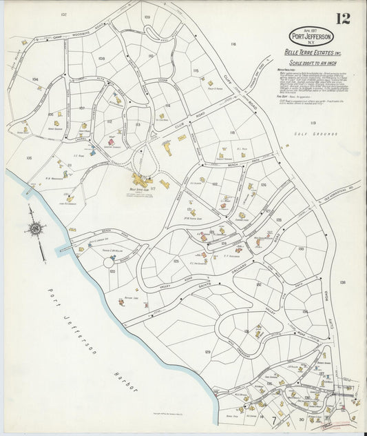 Sanborn Fire Insurance Map from Port Jefferson, Suffolk County, New York (1917), Sheet #0012 - Historic Sanborn Fire Insurance Map Print, vintage old map wall art, antique decor, genealogy gift, New York New York map