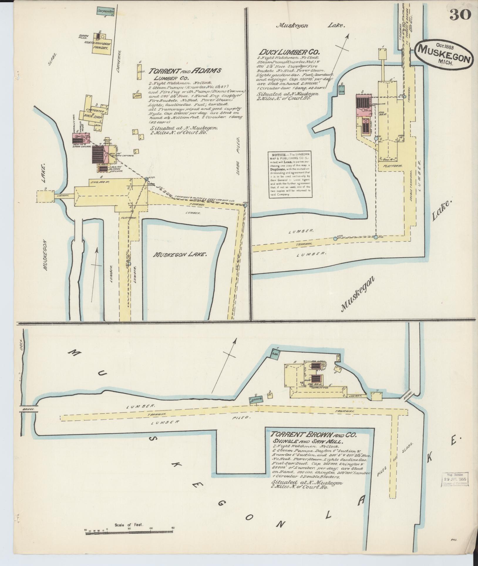 Sanborn Fire Insurance Map from Muskegon, Muskegon County, Michigan (1883), Sheet #0030 - Complete Map Set gallery image, historic Sanborn map, vintage wall art, Michigan Michigan
