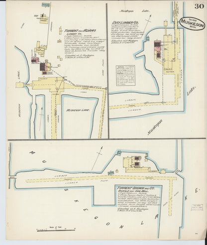Sanborn Fire Insurance Map from Muskegon, Muskegon County, Michigan (1883), Sheet #0030 - Complete Map Set gallery image, historic Sanborn map, vintage wall art, Michigan Michigan