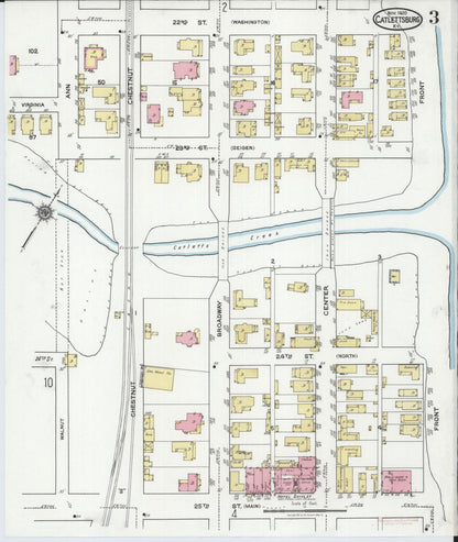 Sanborn Fire Insurance Map from Catlettsburg, Boyd County, Kentucky (1920), Sheet #0003 - Complete Map Set gallery image, historic Sanborn map, vintage wall art, Kentucky Kentucky
