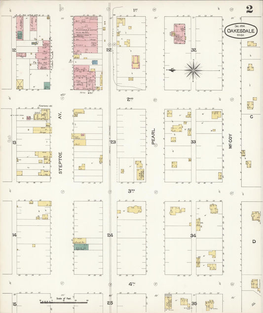 Sanborn Fire Insurance Map from Oakesdale, Whitman County, Washington (1894), Sheet #0002 - Historic Sanborn Fire Insurance Map Print, vintage old map wall art, antique decor, genealogy gift, Washington Washington map