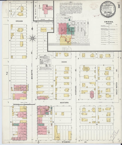 Sanborn Fire Insurance Map from Alliance, Box Butte County, Nebraska (1899), Sheet #0001 - Complete Map Set gallery image, historic Sanborn map, vintage wall art, Nebraska Nebraska