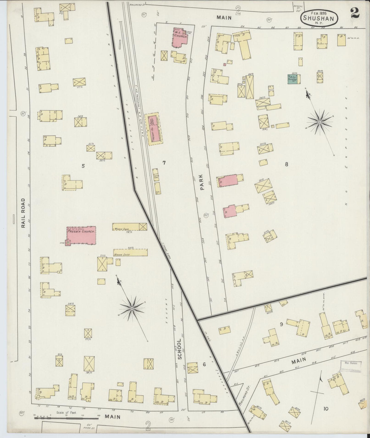 Sanborn Fire Insurance Map from Shushan, Washington County, New York (1895), Sheet #0002 - Complete Map Set gallery image, historic Sanborn map, vintage wall art, New York New York