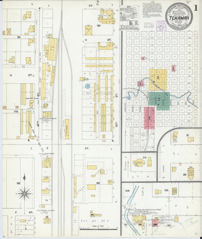 Sanborn Fire Insurance Map from Tekamah, Burt County, Nebraska (1904), Sheet #0001 - Complete Map Set gallery image, historic Sanborn map, vintage wall art, Nebraska Nebraska