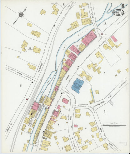 Sanborn Fire Insurance Map from Winsted, Litchfield County, Connecticut (1919), Sheet #0006 - Complete Map Set gallery image, historic Sanborn map, vintage wall art, Connecticut Connecticut