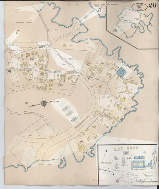 Sanborn Fire Insurance Map from Hilo, Hawaii County, Hawaii (1957), Sheet #0026 - Historic Sanborn Fire Insurance Map Print, vintage old map wall art