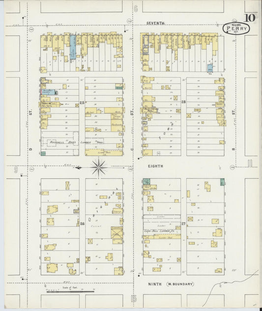 Sanborn Fire Insurance Map from Perry, Noble County, Oklahoma (1895), Sheet #0010 - Historic Sanborn Fire Insurance Map Print, vintage old map wall art, antique decor, genealogy gift, Oklahoma Oklahoma map
