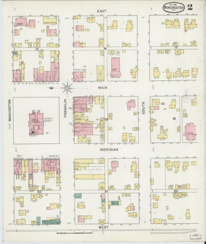 Sanborn Fire Insurance Map from Winchester, Randolph County, Indiana (1892), Sheet #0002 - Complete Map Set gallery image, historic Sanborn map, vintage wall art, Indiana Indiana