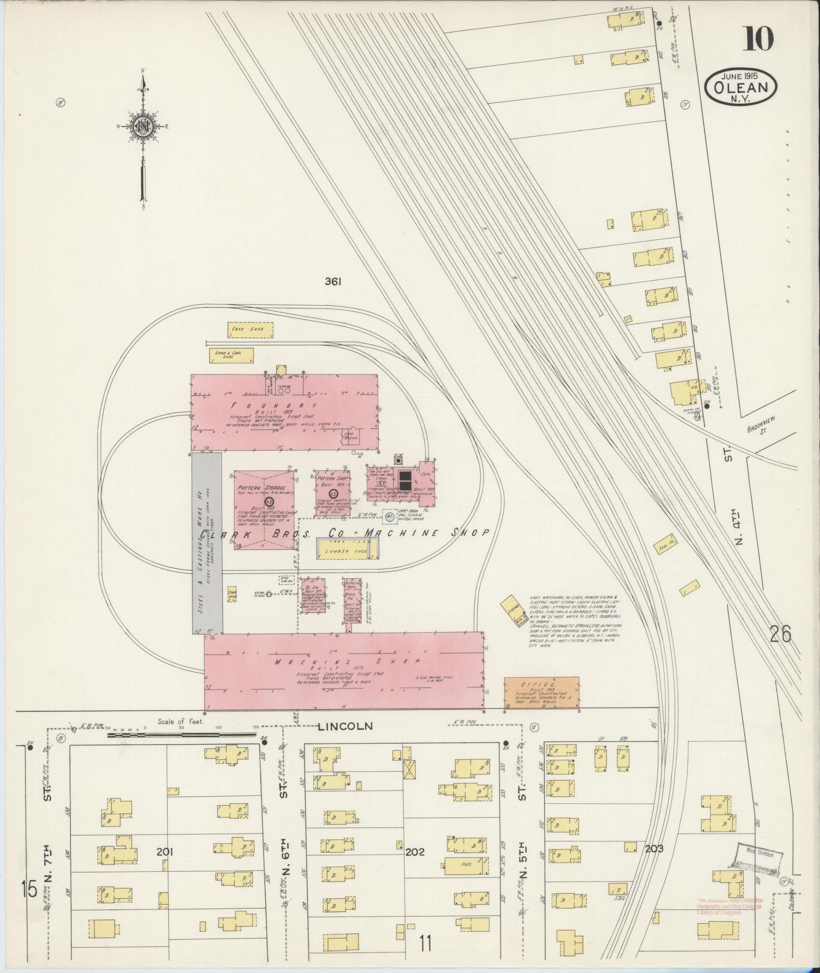 Sanborn Fire Insurance Map from Olean, Cattaraugus County, New York (1915), Sheet #0010 - Complete Map Set gallery image, historic Sanborn map, vintage wall art, New York New York