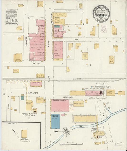 Sanborn Fire Insurance Map from Hogansville, Troup County, Georgia (1903), Sheet #0001 - Historic Sanborn Fire Insurance Map Print, vintage old map wall art, antique decor, genealogy gift, Georgia Georgia map