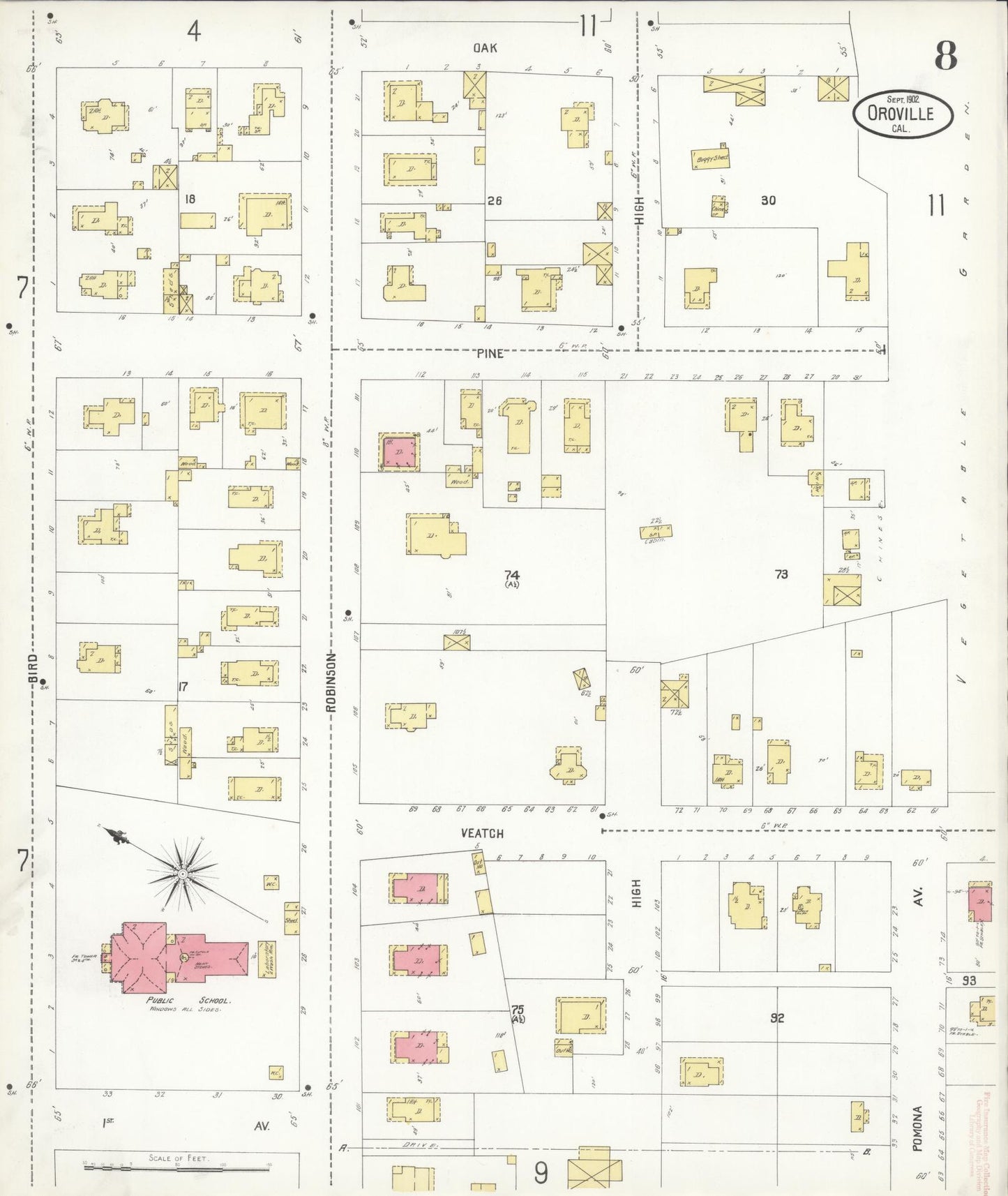 Sanborn Fire Insurance Map from Oroville, Butte County, California (1902), Sheet #0008 - Complete Map Set gallery image, historic Sanborn map, vintage wall art, California California