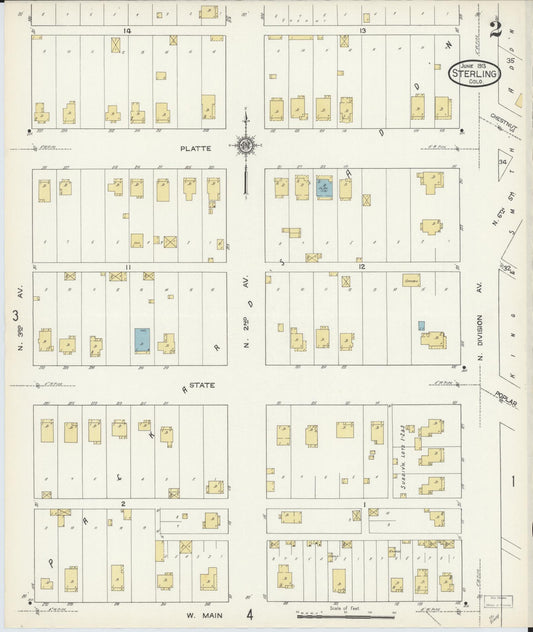 Sanborn Fire Insurance Map from Sterling, Logan County, Colorado (1913), Sheet #0002 - Historic Sanborn Fire Insurance Map Print, vintage old map wall art, antique decor, genealogy gift, Colorado Colorado map