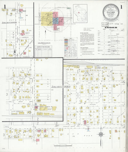 Sanborn Fire Insurance Map from Thorpe, Clark County, Wisconsin (1933), Sheet #0001 - Historic Sanborn Fire Insurance Map Print, vintage old map wall art, antique decor, genealogy gift, Wisconsin Wisconsin map