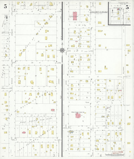 Sanborn Fire Insurance Map from Fullerton, Nance County, Nebraska (1937), Sheet #0005 - Historic Sanborn Fire Insurance Map Print, vintage old map wall art, antique decor, genealogy gift, Nebraska Nebraska map