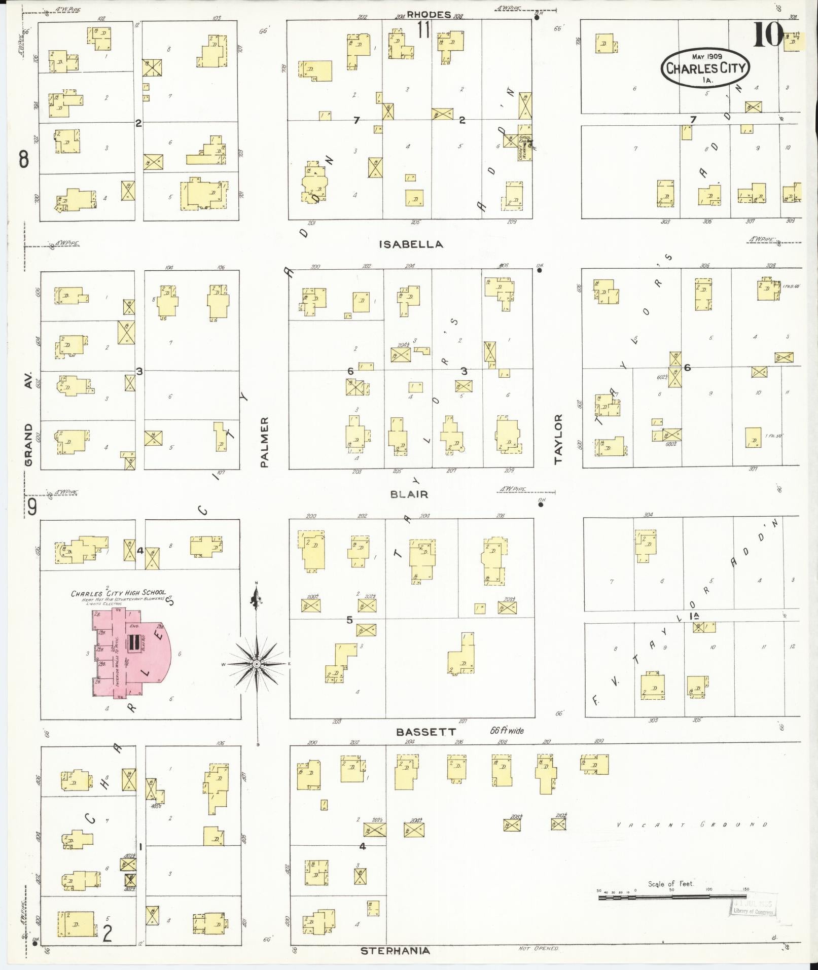 Sanborn Fire Insurance Map from Charles City, Floyd County, Iowa (1909), Sheet #0010 - Historic Sanborn Fire Insurance Map Print