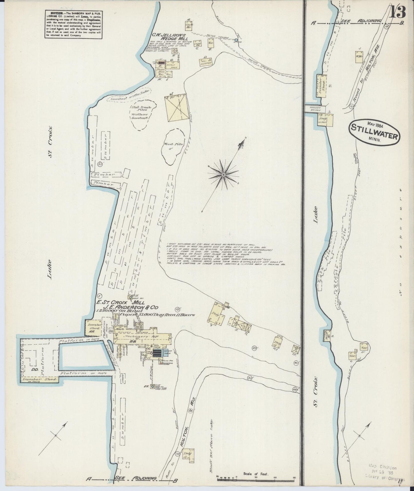 Sanborn Fire Insurance Map from Stillwater, Washington County, Minnesota (1884), Sheet #0013 - Complete Map Set gallery image, historic Sanborn map, vintage wall art, Minnesota Minnesota