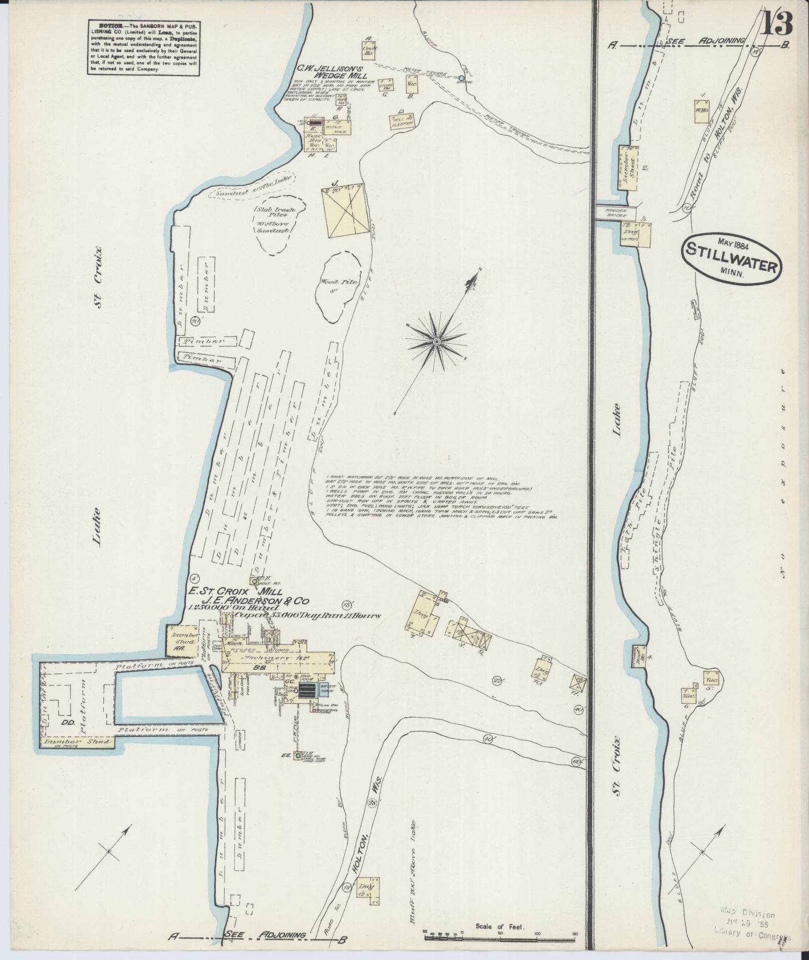Sanborn Fire Insurance Map from Stillwater, Washington County, Minnesota (1884), Sheet #0013 - Complete Map Set gallery image, historic Sanborn map, vintage wall art, Minnesota Minnesota