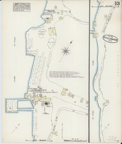 Sanborn Fire Insurance Map from Stillwater, Washington County, Minnesota (1884), Sheet #0013 - Complete Map Set gallery image, historic Sanborn map, vintage wall art, Minnesota Minnesota