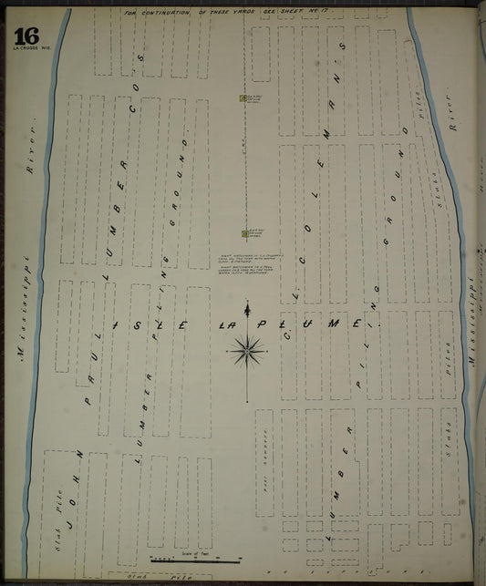 Sanborn Fire Insurance Map from La Crosse, La Crosse County, Wisconsin (1891), Sheet #0016 - Historic Sanborn Fire Insurance Map Print, vintage old map wall art, antique decor, genealogy gift, Wisconsin Wisconsin map