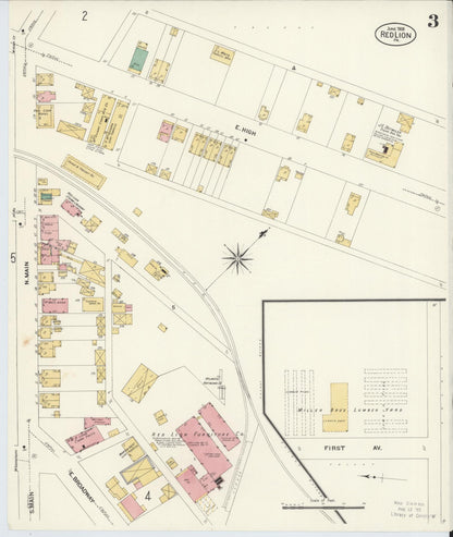 Sanborn Fire Insurance Map from Red Lion, York County, Pennsylvania (1908), Sheet #0003 - Historic Sanborn Fire Insurance Map Print, vintage old map wall art, antique decor, genealogy gift, Pennsylvania Pennsylvania map