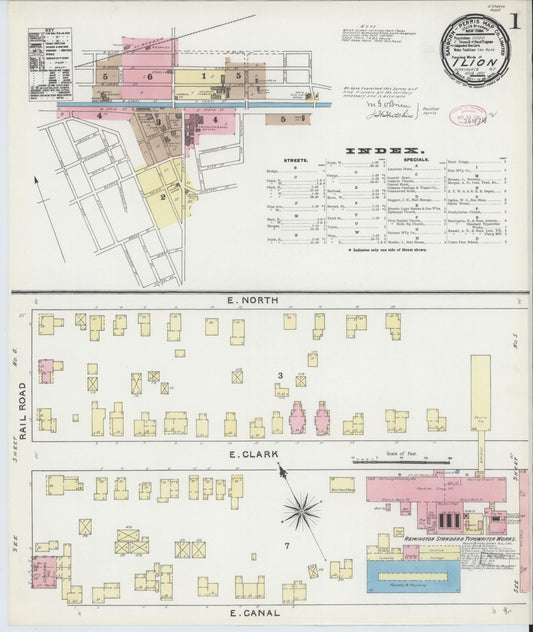 Sanborn Fire Insurance Map from Ilion, Herkimer County, New York (1891), Sheet #0001 - Historic Sanborn Fire Insurance Map Print, vintage old map wall art, antique decor, genealogy gift, New York New York map