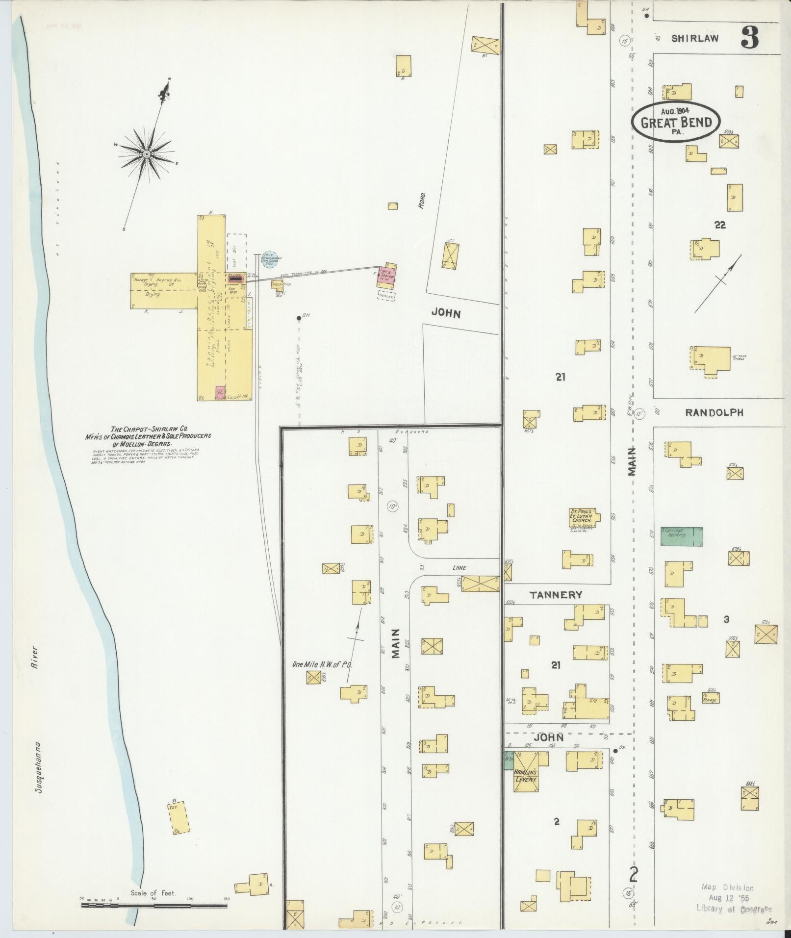 Sanborn Fire Insurance Map from Great Bend, Susquehanna County, Pennsylvania (1904), Sheet #0003 - Historic Sanborn Fire Insurance Map Print, vintage old map wall art, antique decor, genealogy gift, Pennsylvania Pennsylvania map