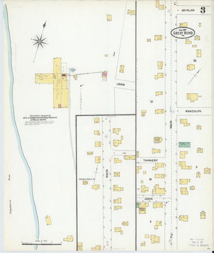 Sanborn Fire Insurance Map from Great Bend, Susquehanna County, Pennsylvania (1904), Sheet #0003 - Historic Sanborn Fire Insurance Map Print, vintage old map wall art, antique decor, genealogy gift, Pennsylvania Pennsylvania map