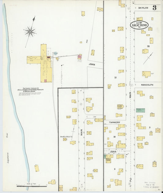 Sanborn Fire Insurance Map from Great Bend, Susquehanna County, Pennsylvania (1904), Sheet #0003 - Historic Sanborn Fire Insurance Map Print, vintage old map wall art, antique decor, genealogy gift, Pennsylvania Pennsylvania map