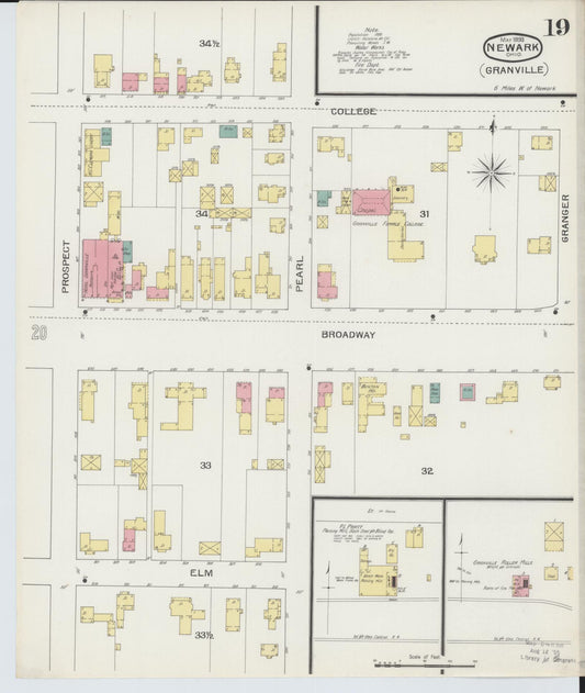 Sanborn Fire Insurance Map from Newark, Licking County, Ohio (1893), Sheet #0019 - Historic Sanborn Fire Insurance Map Print, vintage old map wall art, antique decor, genealogy gift, Ohio Ohio map