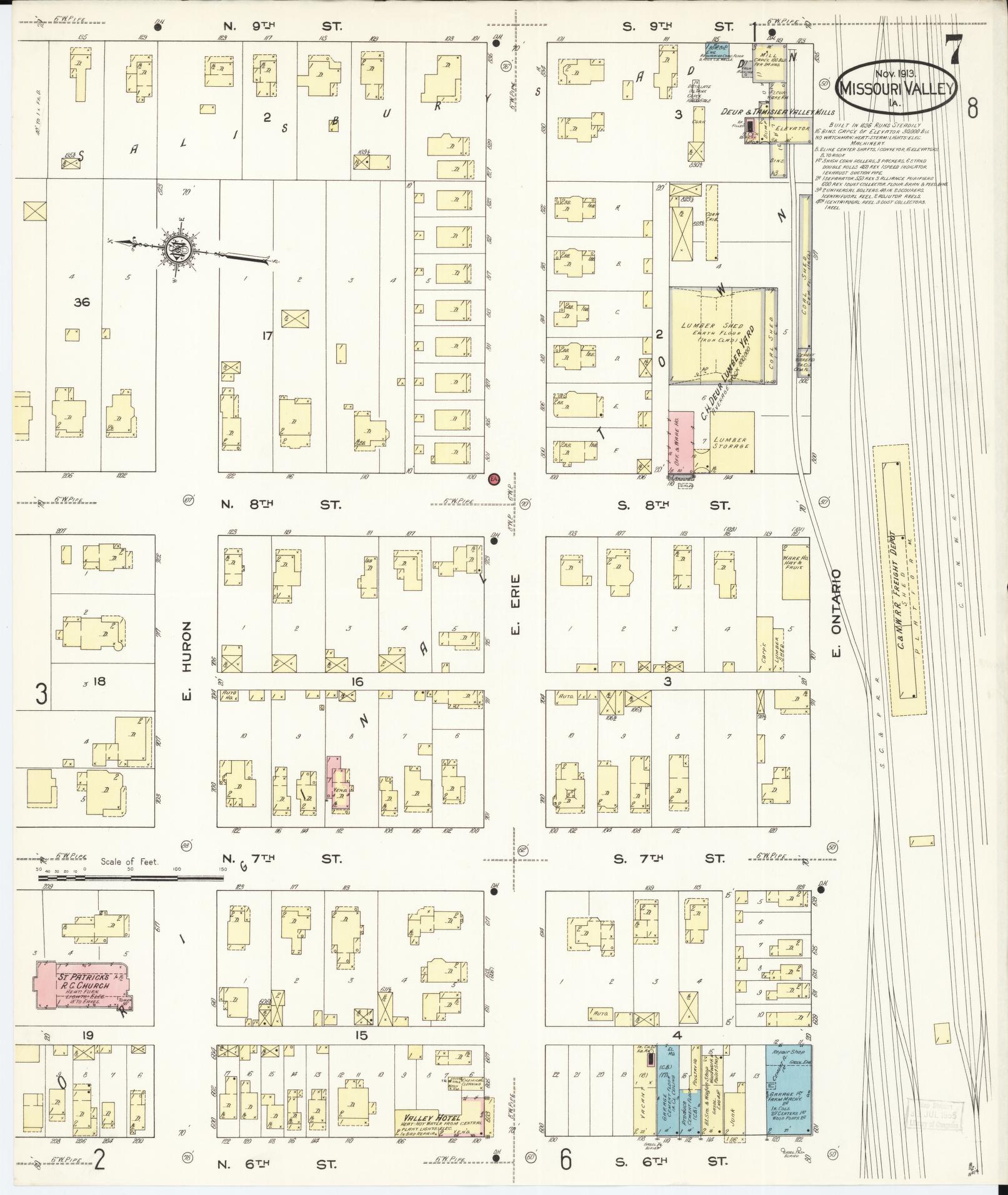Sanborn Fire Insurance Map from Missouri Valley, Harrison County, Iowa (1913), Sheet #0007 - Complete Map Set gallery image, historic Sanborn map, vintage wall art, Missouri Missouri