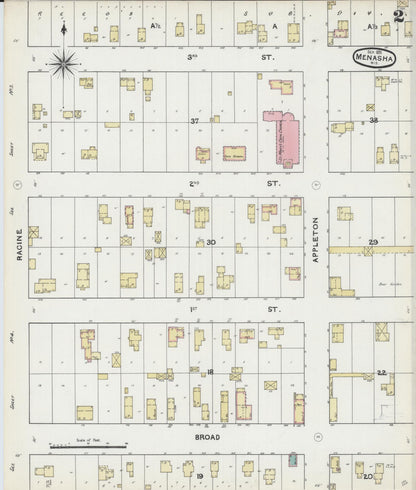 Sanborn Fire Insurance Map from Menasha, Winnebago County, Wisconsin (1891), Sheet #0002 - Historic Sanborn Fire Insurance Map Print, vintage old map wall art, antique decor, genealogy gift, Wisconsin Wisconsin map