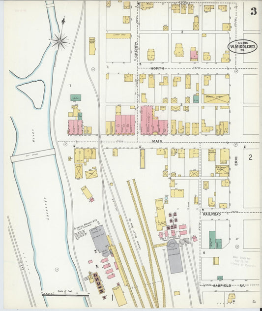 Sanborn Fire Insurance Map from West Middlesex, Mercer County, Pennsylvania (1905), Sheet #0003 - Historic Sanborn Fire Insurance Map Print, vintage old map wall art, antique decor, genealogy gift, Pennsylvania Pennsylvania map