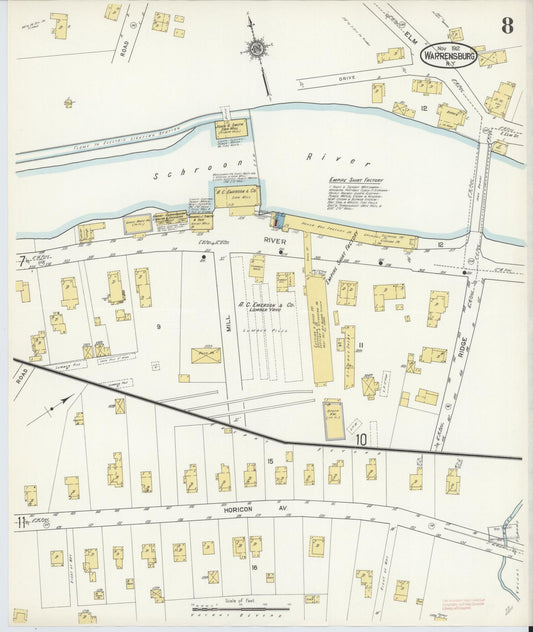 Sanborn Fire Insurance Map from Warrensburg, Warren County, New York (1912), Sheet #0008 - Historic Sanborn Fire Insurance Map Print, vintage old map wall art, antique decor, genealogy gift, New York New York map