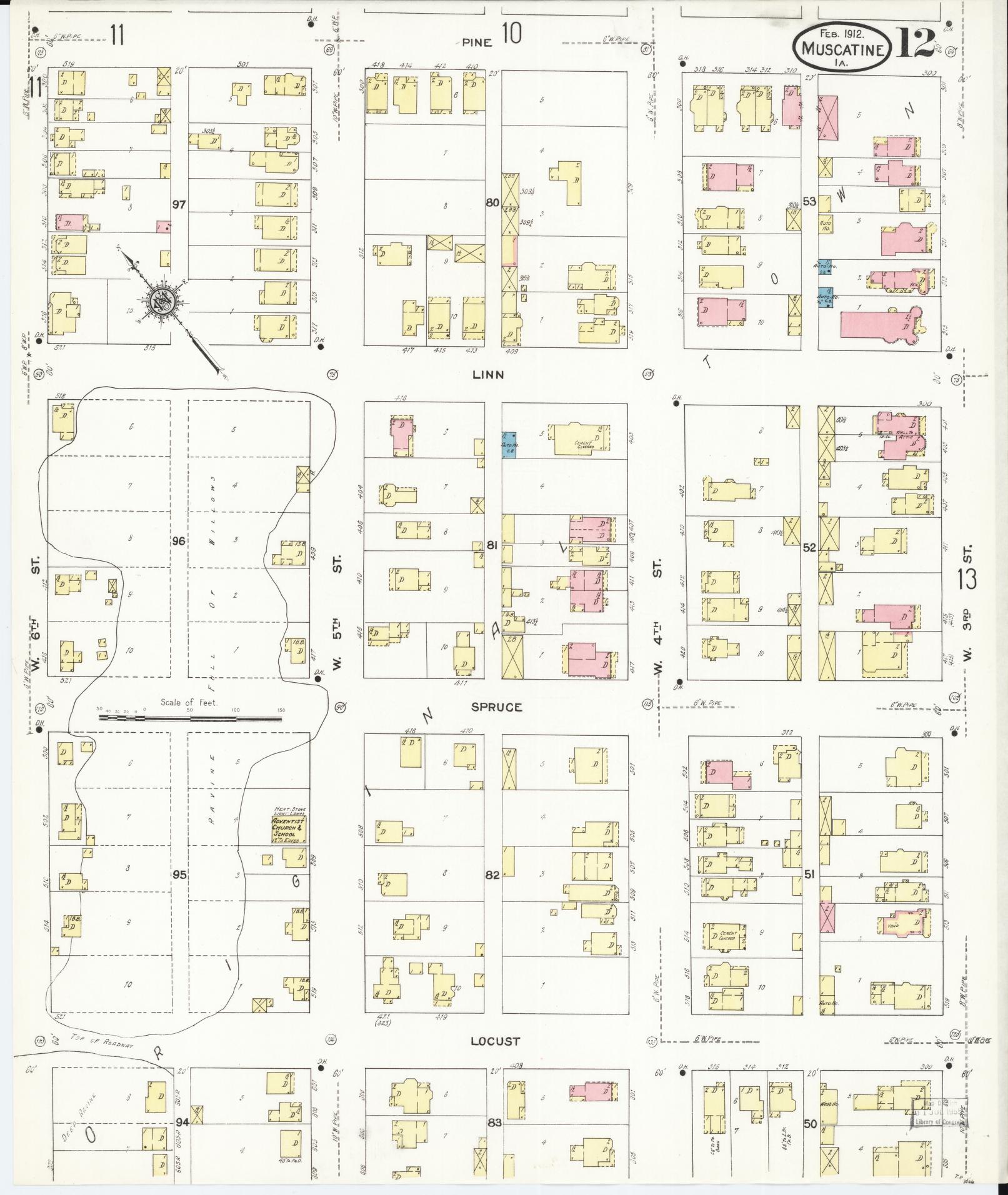 Sanborn Fire Insurance Map from Muscatine, Muscatine County, Iowa (1912), Sheet #0012 - Historic Sanborn Fire Insurance Map Print