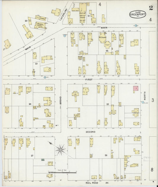 Sanborn Fire Insurance Map from Greenport, Suffolk County, New York (1897), Sheet #0002 - Historic Sanborn Fire Insurance Map Print, vintage old map wall art, antique decor, genealogy gift, New York New York map