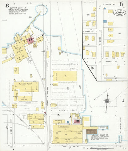 Sanborn Fire Insurance Map from Olympia, Thurston County, Washington (1924), Sheet #0008 - Complete Map Set gallery image, historic Sanborn map, vintage wall art, Washington Washington