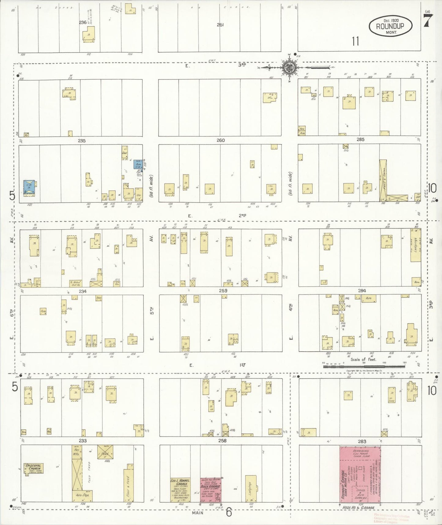 Sanborn Fire Insurance Map from Roundup, Musselshell County, Montana (1920), Sheet #0007 - Complete Map Set gallery image, historic Sanborn map, vintage wall art, Montana Montana