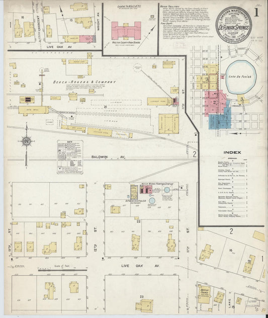 Sanborn Fire Insurance Map from De Funiak Springs, Walton County, Florida. (1912) – Historic Sanborn Fire Insurance Map Print