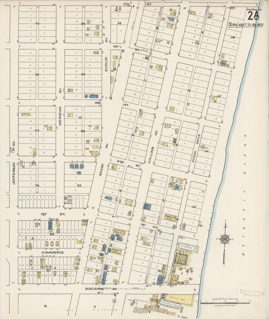 Sanborn Fire Insurance Map from Miami Beach, Dade County, Florida (1921), Sheet #0002 - Historic Sanborn Fire Insurance Map Print, vintage old map wall art, antique decor, genealogy gift, Florida Florida map