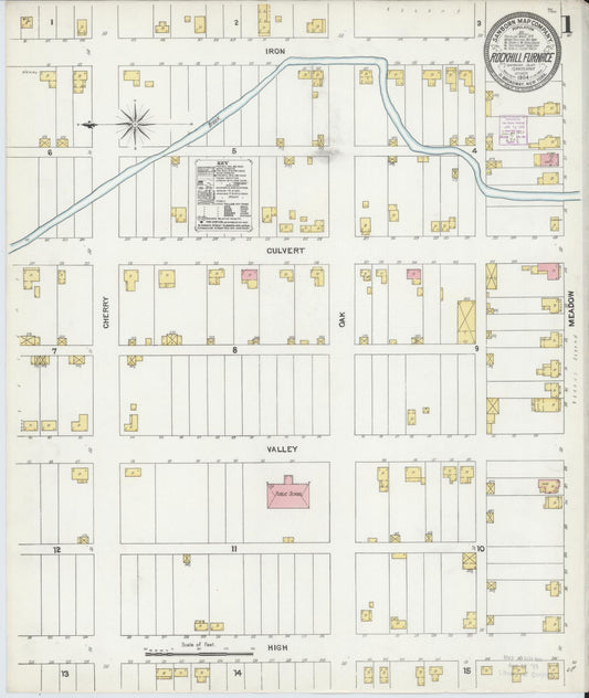Sanborn Fire Insurance Map from Rockhill Furnace, Huntingdon County, Pennsylvania (1904), Sheet #0001 - Historic Sanborn Fire Insurance Map Print, vintage old map wall art, antique decor, genealogy gift, Pennsylvania Pennsylvania map