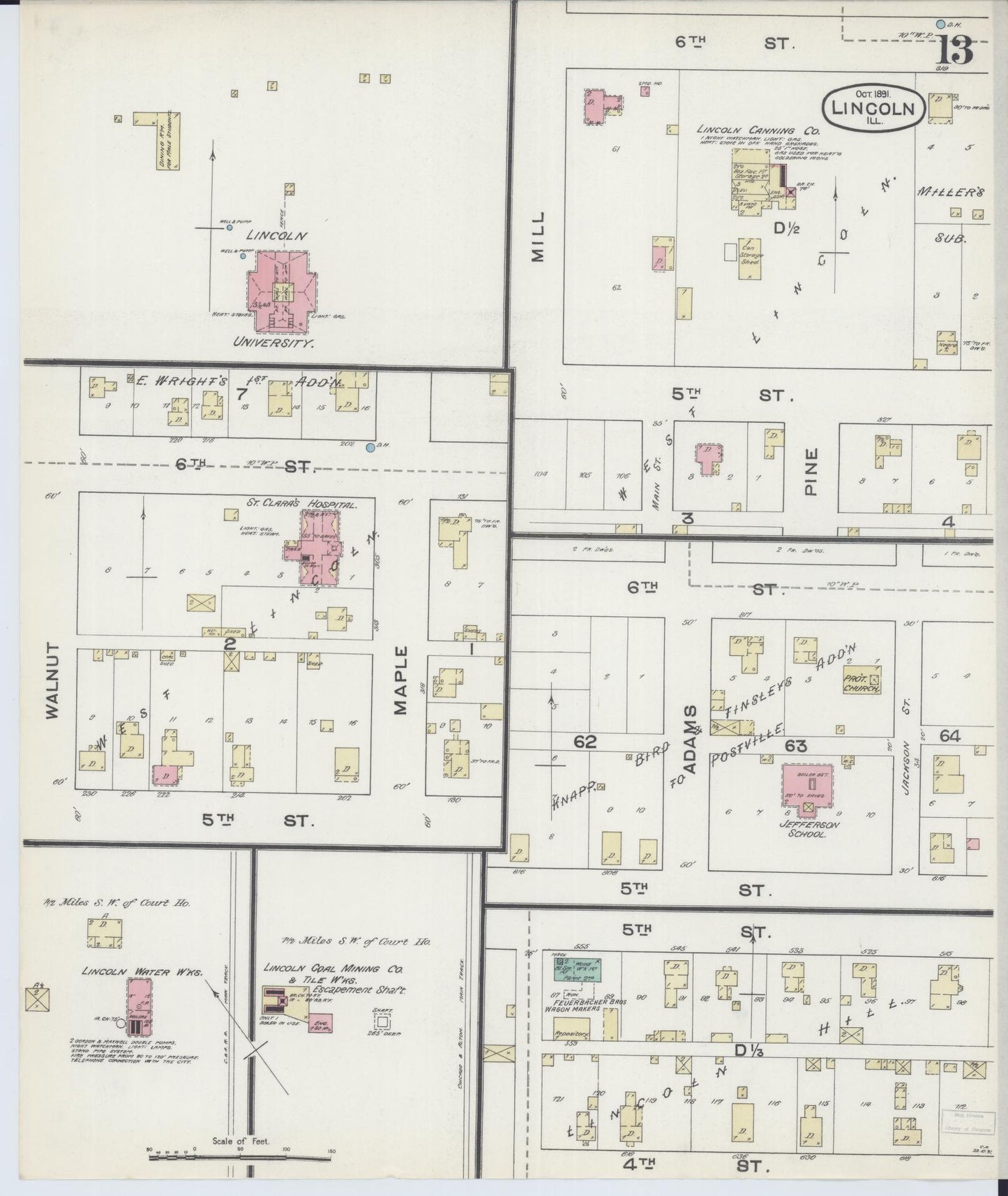 Sanborn Fire Insurance Map from Lincoln, Logan County, Illinois (1891), Sheet #0013 - Complete Map Set gallery image, historic Sanborn map, vintage wall art, Illinois Illinois