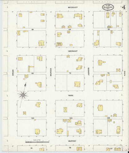 Sanborn Fire Insurance Map from Quanah, Hardeman County, Texas (1904), Sheet #0004 - Historic Sanborn Fire Insurance Map Print, vintage old map wall art, antique decor, genealogy gift, Texas Texas map