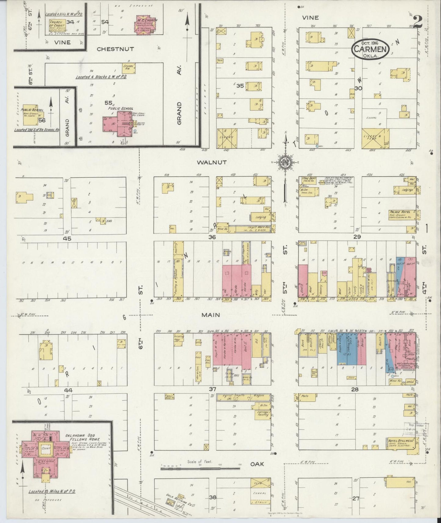 Sanborn Fire Insurance Map from Carmen, Alfalfa County, Oklahoma (1916), Sheet #0002 - Complete Map Set gallery image, historic Sanborn map, vintage wall art, Oklahoma Oklahoma