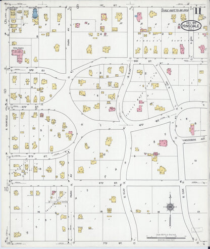 Sanborn Fire Insurance Map from Hinsdale, Du Page And Cook Counties, Illinois (1919), Sheet #0011 - Historic Sanborn Fire Insurance Map Print, vintage old map wall art, antique decor, genealogy gift, Illinois Illinois map