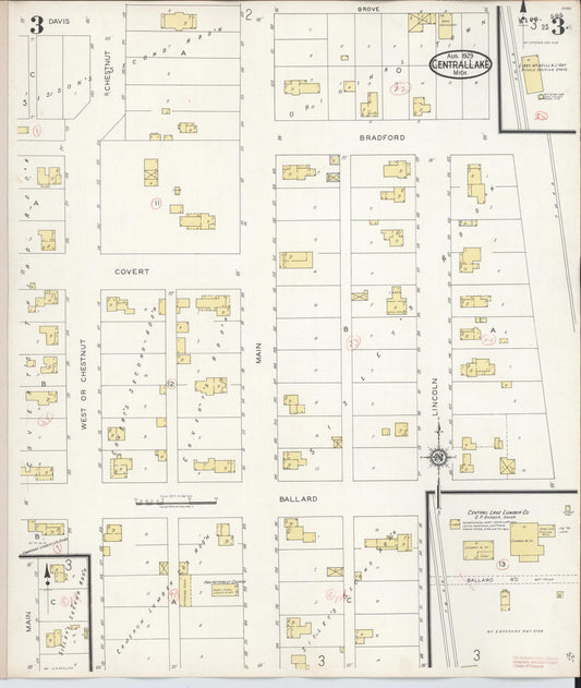 Sanborn Fire Insurance Map from Central Lake, Antrim County, Michigan (1929), Sheet #0003 - Historic Sanborn Fire Insurance Map Print, vintage old map wall art, antique decor, genealogy gift, Michigan Michigan map