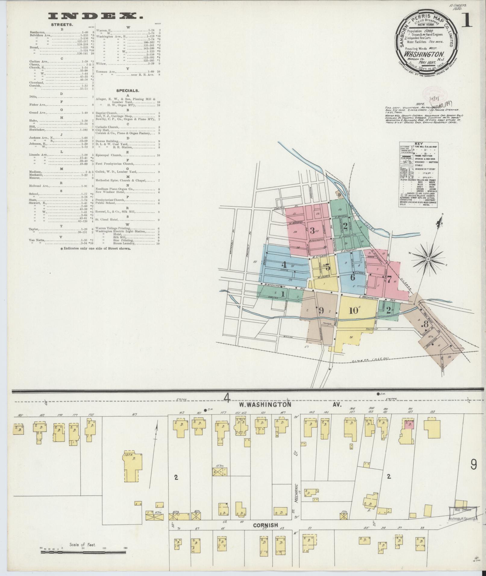 Sanborn Fire Insurance Map from Washington, Warren County, New Jersey. (1897) – Historic Sanborn Fire Insurance Map Print