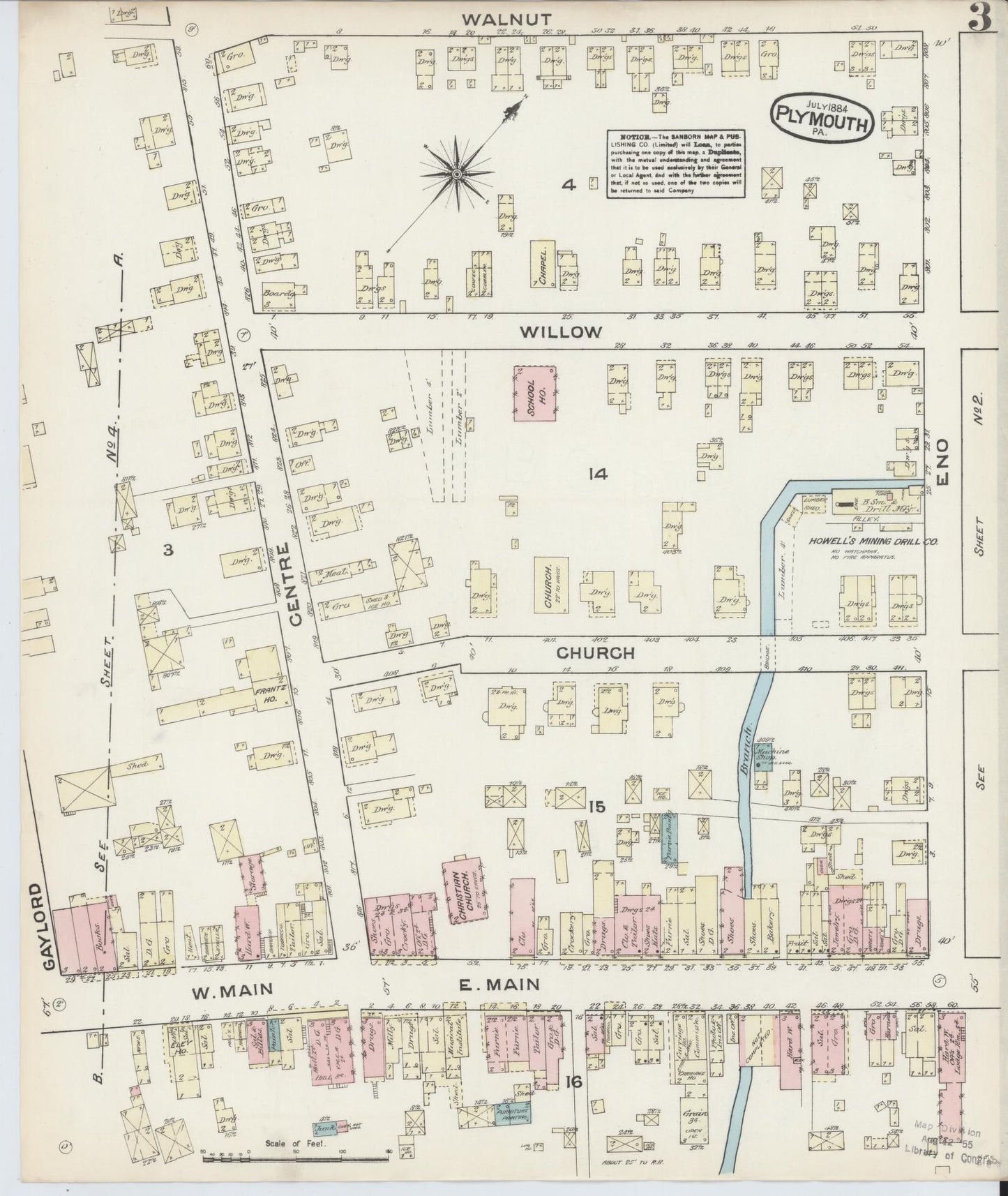 Sanborn Fire Insurance Map from Plymouth, Luzerne County, Pennsylvania (1884), Sheet #0003 - Complete Map Set gallery image, historic Sanborn map, vintage wall art, Pennsylvania Pennsylvania