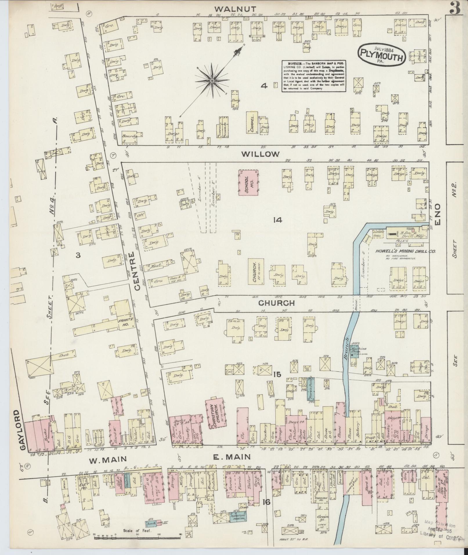 Sanborn Fire Insurance Map from Plymouth, Luzerne County, Pennsylvania (1884), Sheet #0003 - Complete Map Set gallery image, historic Sanborn map, vintage wall art, Pennsylvania Pennsylvania