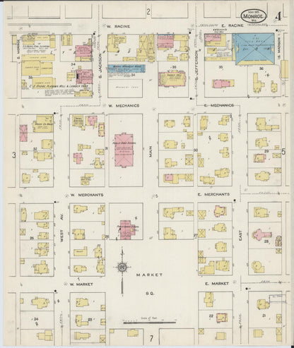 Sanborn Fire Insurance Map from Monroe, Green County, Wisconsin (1915), Sheet #0004 - Complete Map Set gallery image, historic Sanborn map, vintage wall art, Wisconsin Wisconsin