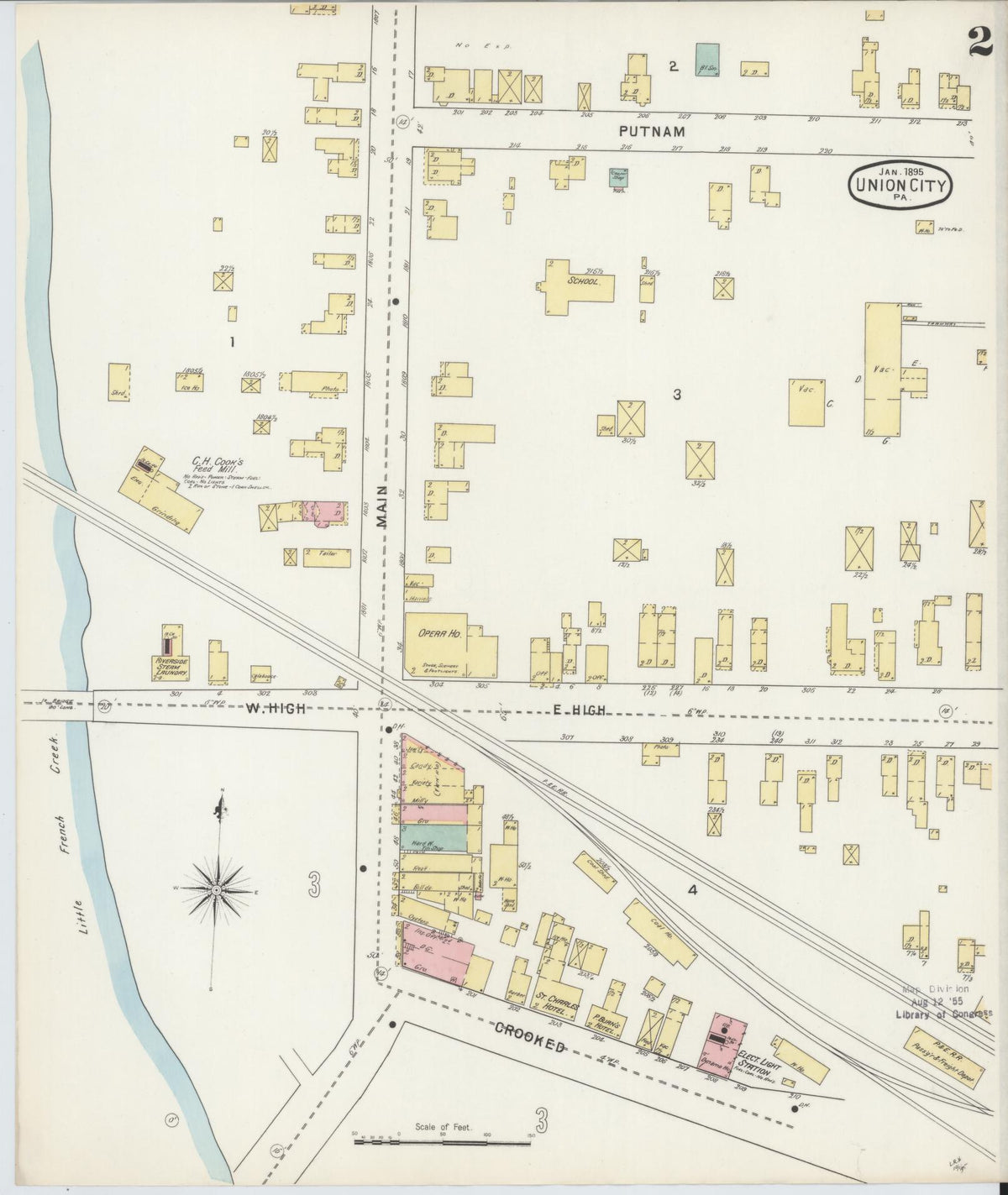 Sanborn Fire Insurance Map from Union City, Erie County, Pennsylvania (1895), Sheet #0002 - Historic Sanborn Fire Insurance Map Print, vintage old map wall art, antique decor, genealogy gift, Pennsylvania Pennsylvania map
